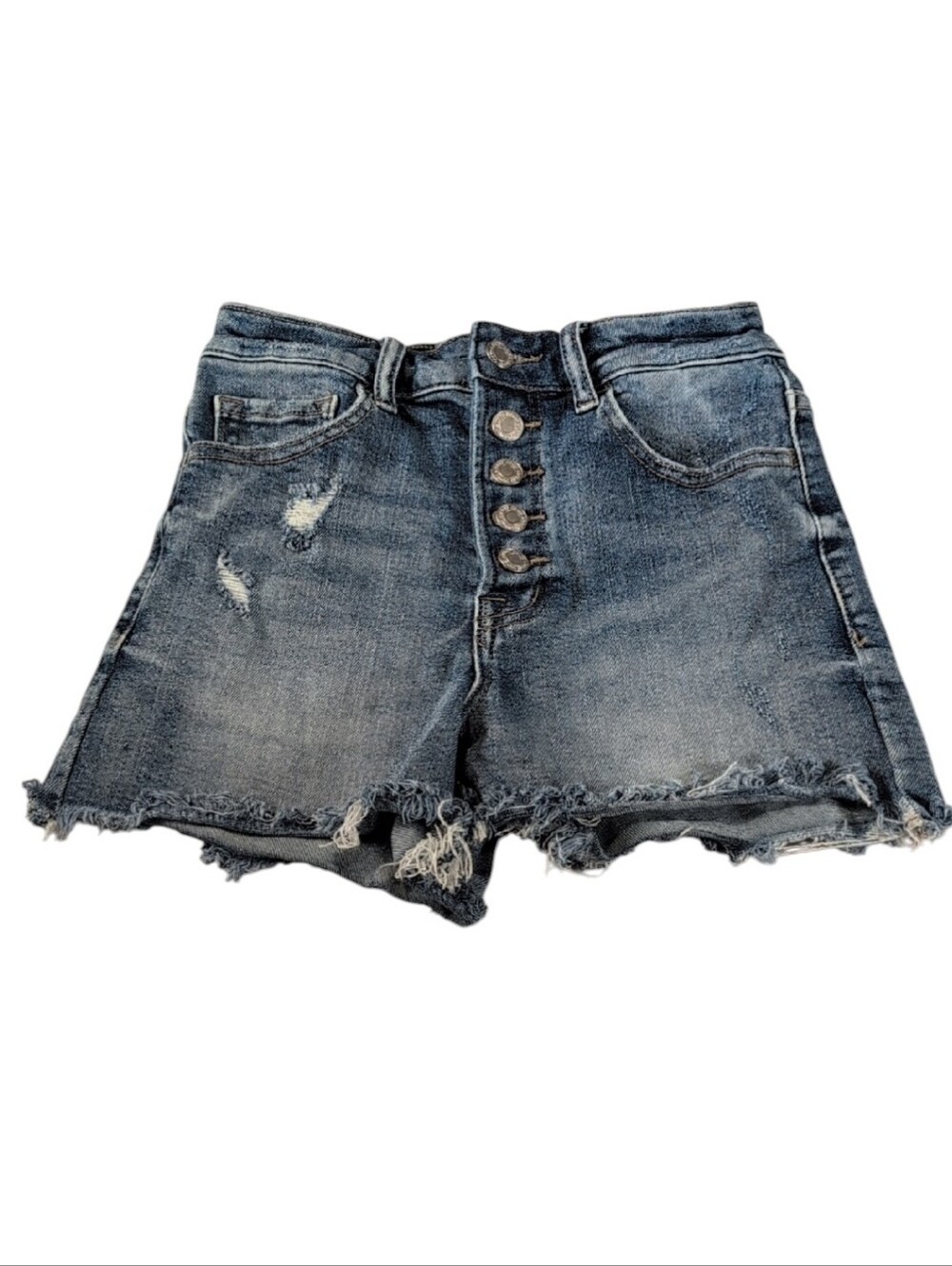 Vervet Distressed Button Fly Denim Shorts High Rise Frayed Hem Size Small